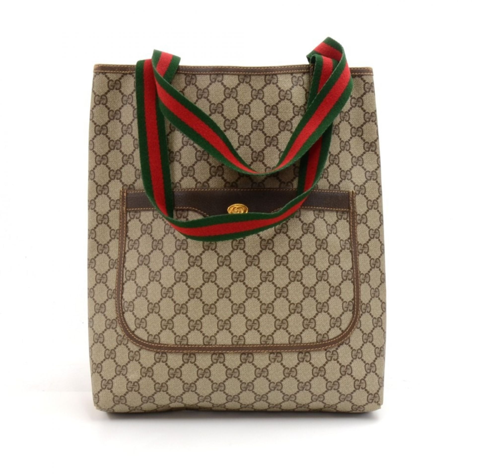 Gucci Accessory Collection Beige Monogram Canvas Shoulder Tote Bag