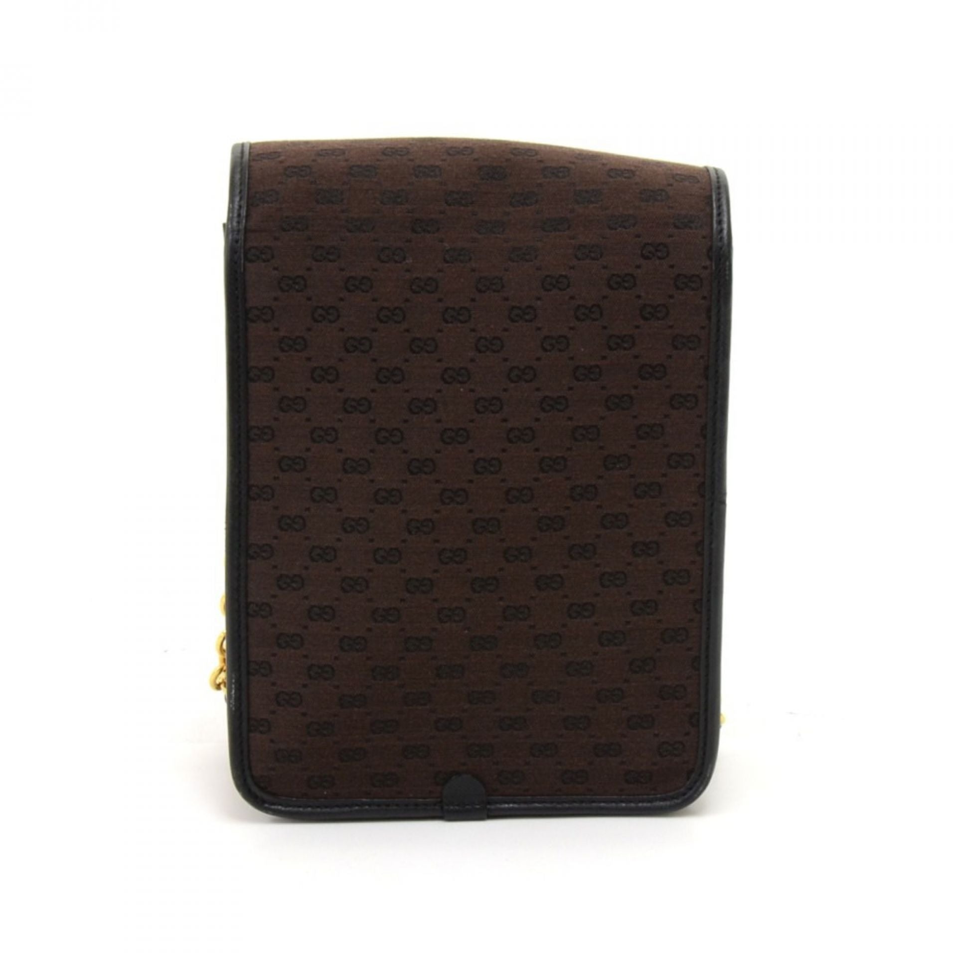 Gucci Brown Small GG Canvas Bamboo Chain Flap Crossbody Bag