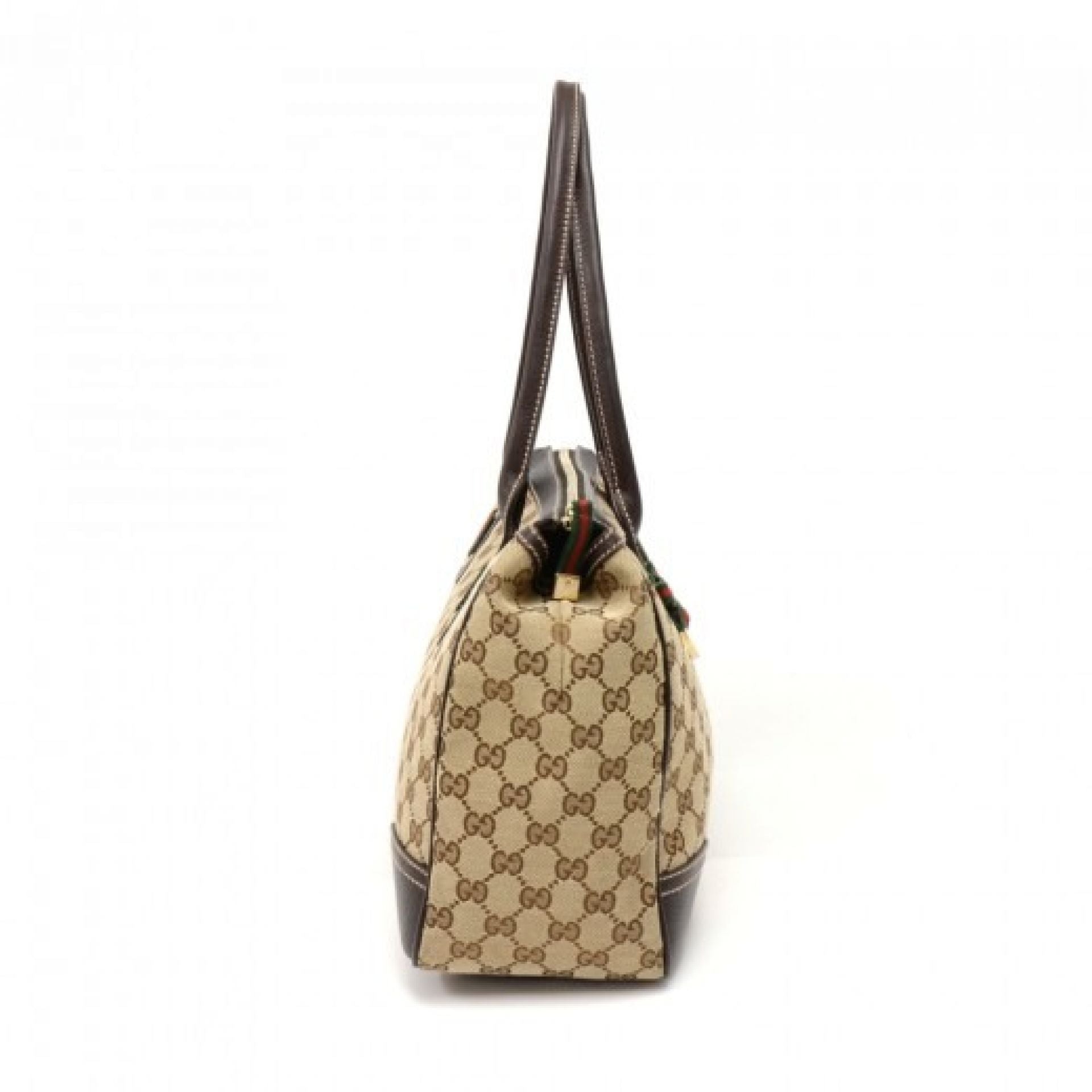 Gucci Princy Line Beige GG Canvas & Brown Leather Ribbon Tote Bag