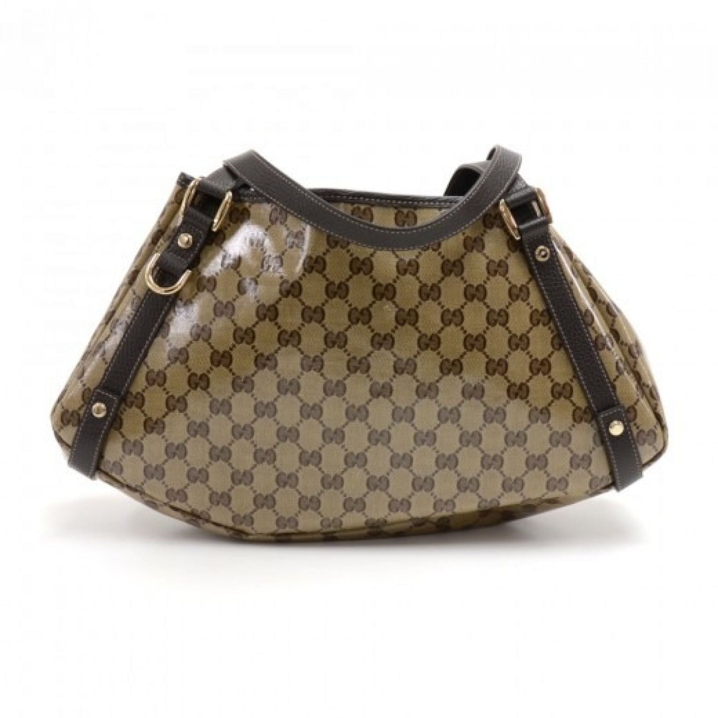 Gucci Beige GG Monogram Crystal Coated Canvas & Brown Leather Shoulder Bag