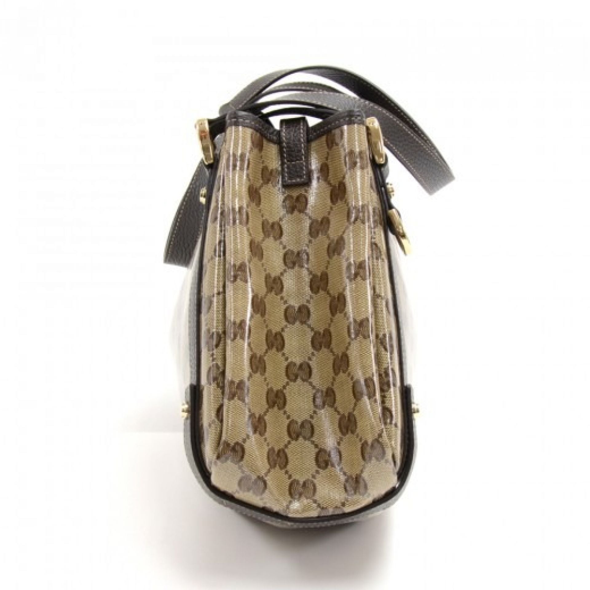 Gucci Beige GG Monogram Crystal Coated Canvas & Brown Leather Shoulder Bag