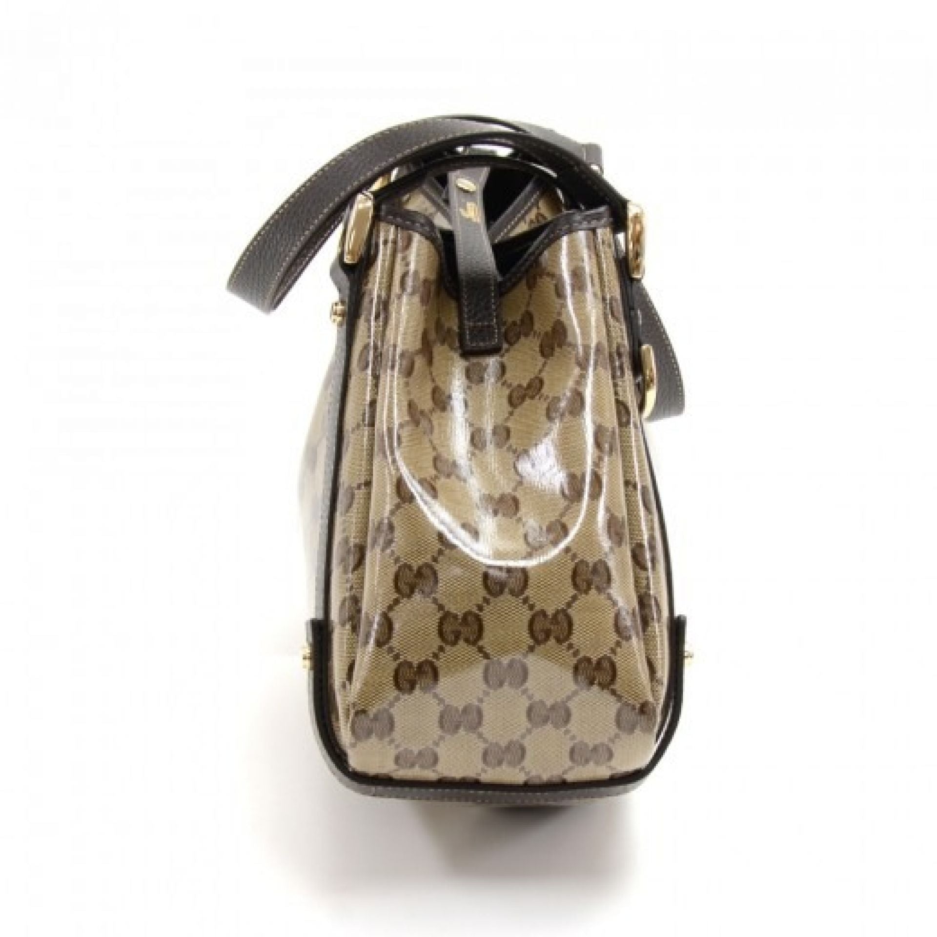 Gucci Beige GG Monogram Crystal Coated Canvas & Brown Leather Shoulder Bag