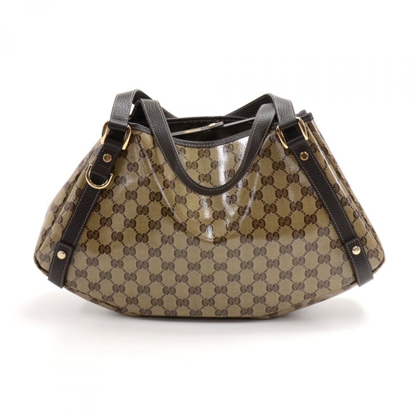 Gucci Beige GG Monogram Crystal Coated Canvas & Brown Leather Shoulder Bag