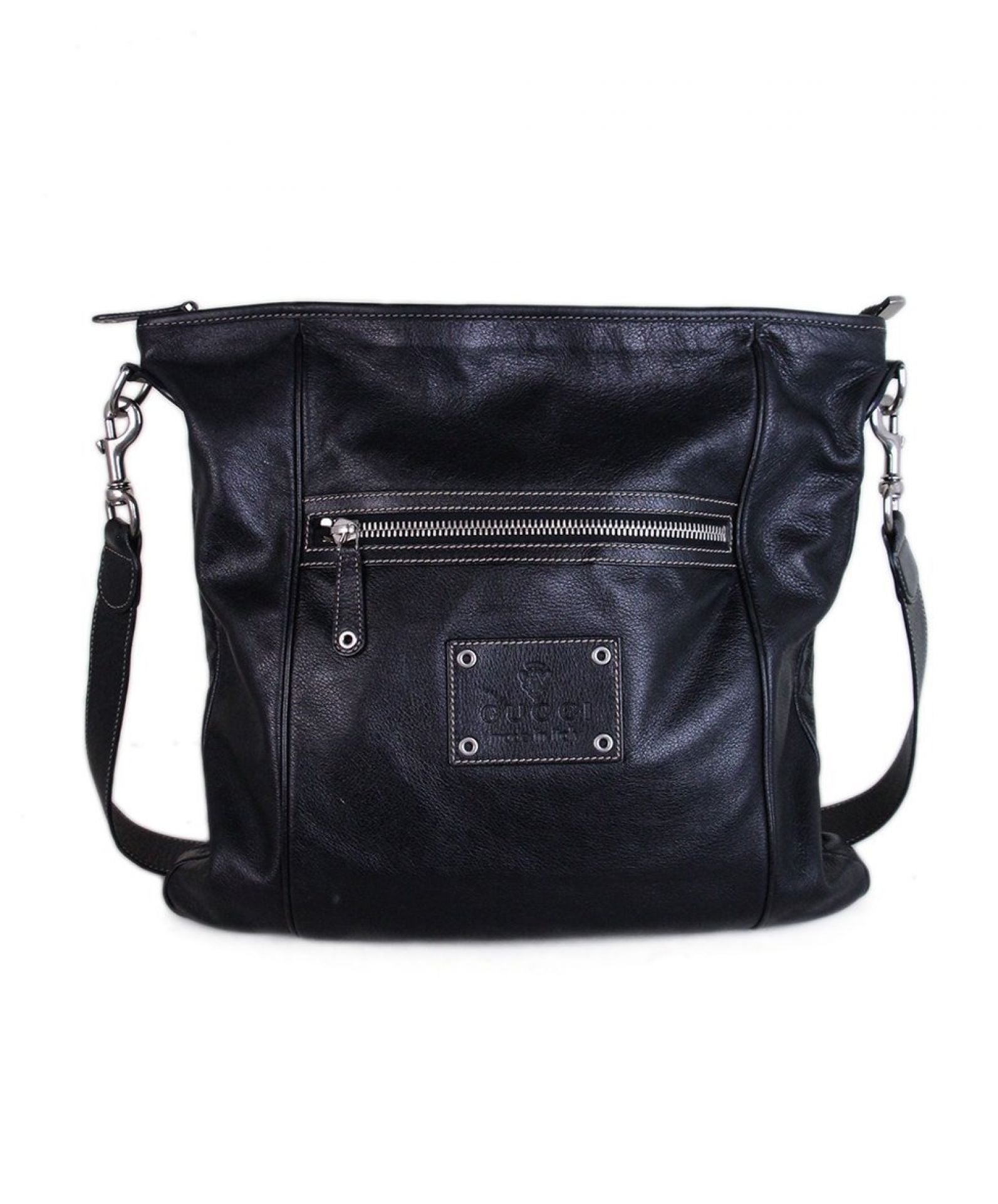 GUCCI BLACK LEATHER SHOULDER HANDBAG