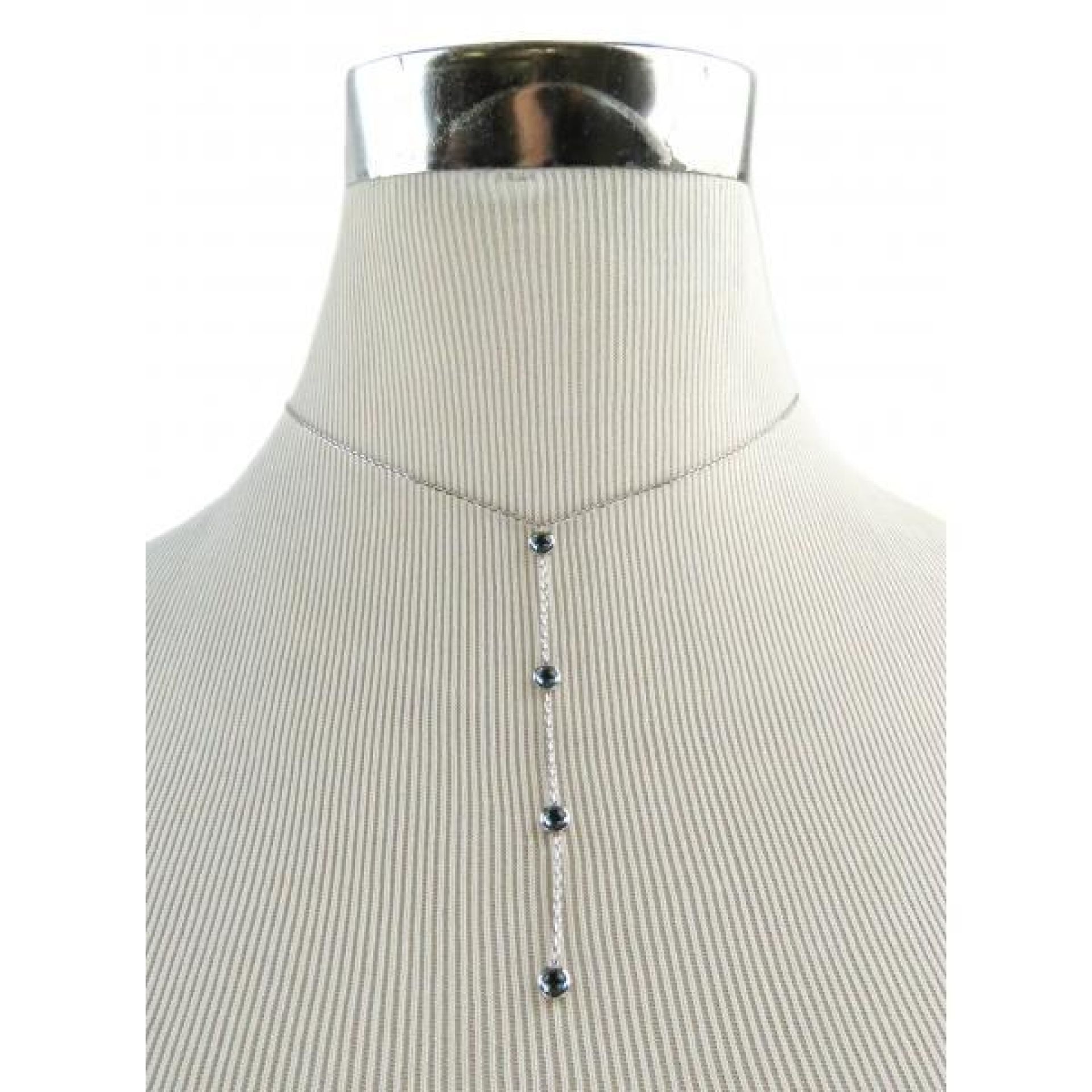 Gucci 18K White Gold Blue Topaz Lariat Necklace