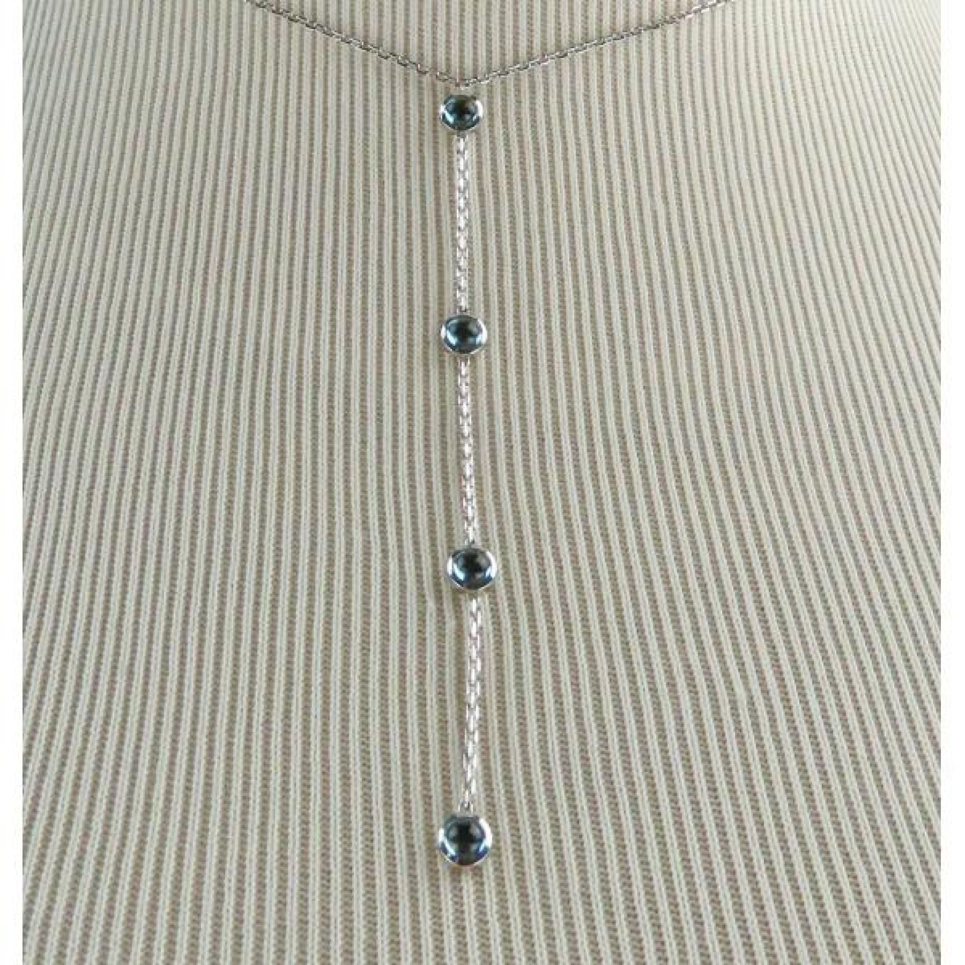 Gucci 18K White Gold Blue Topaz Lariat Necklace