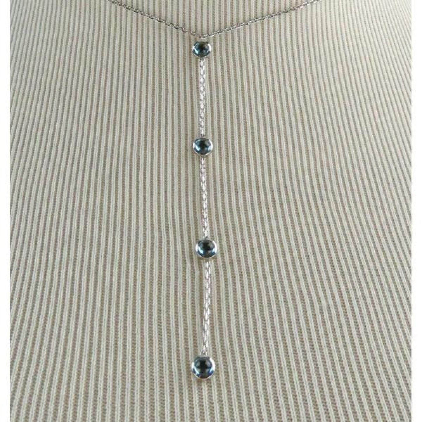 Gucci 18K White Gold Blue Topaz Lariat Necklace