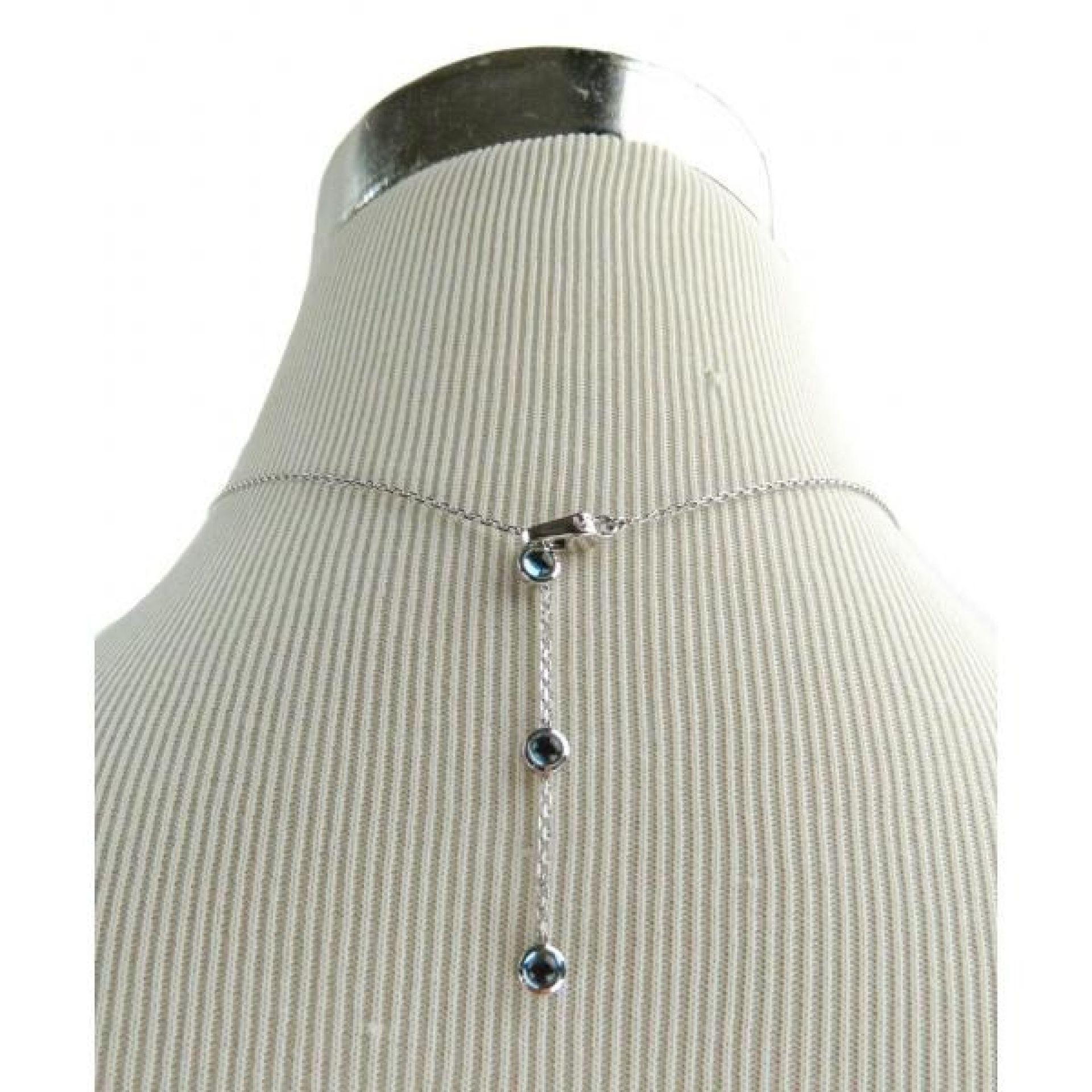 Gucci 18K White Gold Blue Topaz Lariat Necklace