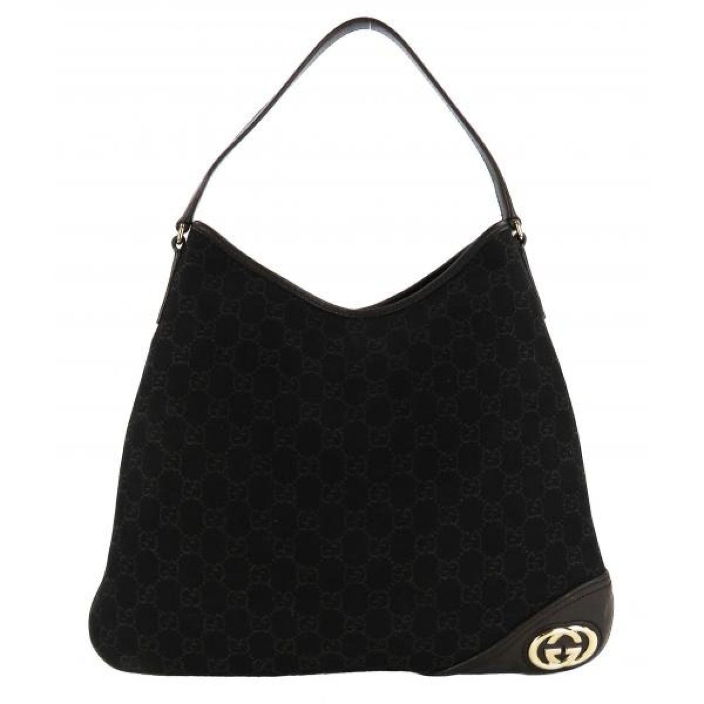 Gucci Black and Brown GG Canvas New Britt Medium Hobo Bag
