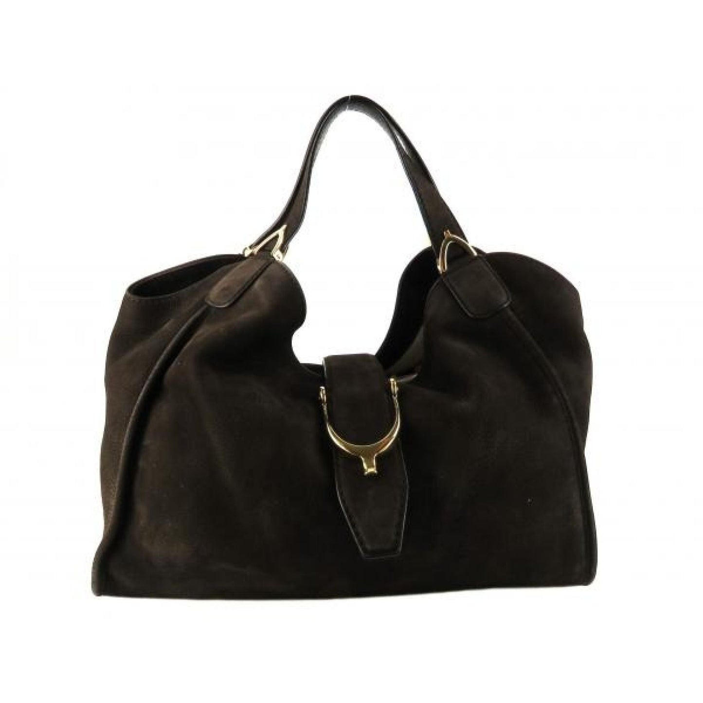 Gucci Brown Nubuck Leather Stirrup Hobo Bag
