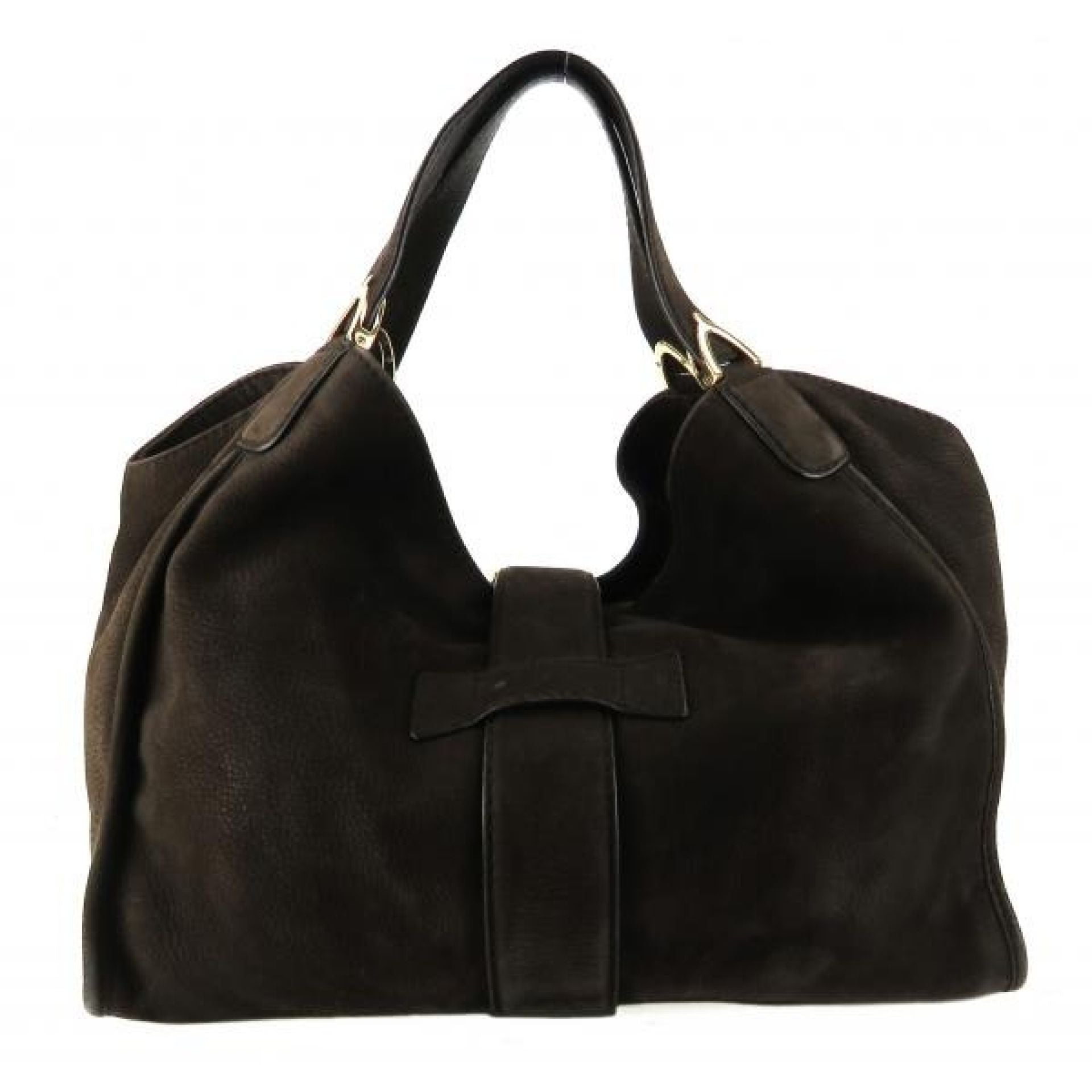 Gucci Brown Nubuck Leather Stirrup Hobo Bag