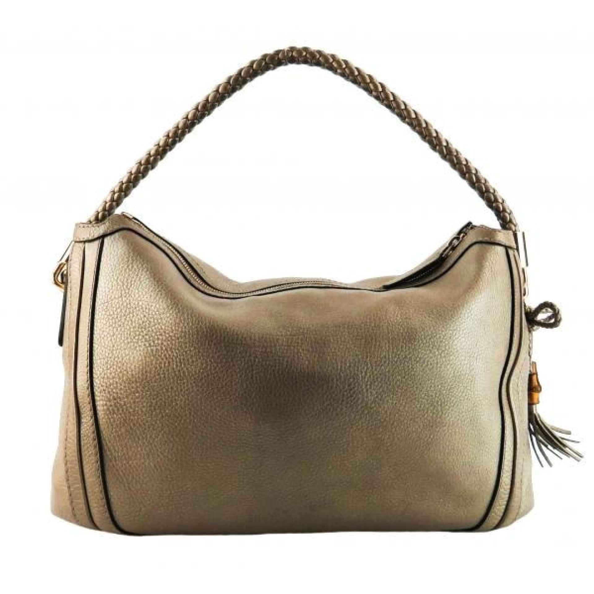 Gucci Gold Metallic Pebbled Leather Bella Hobo Bag