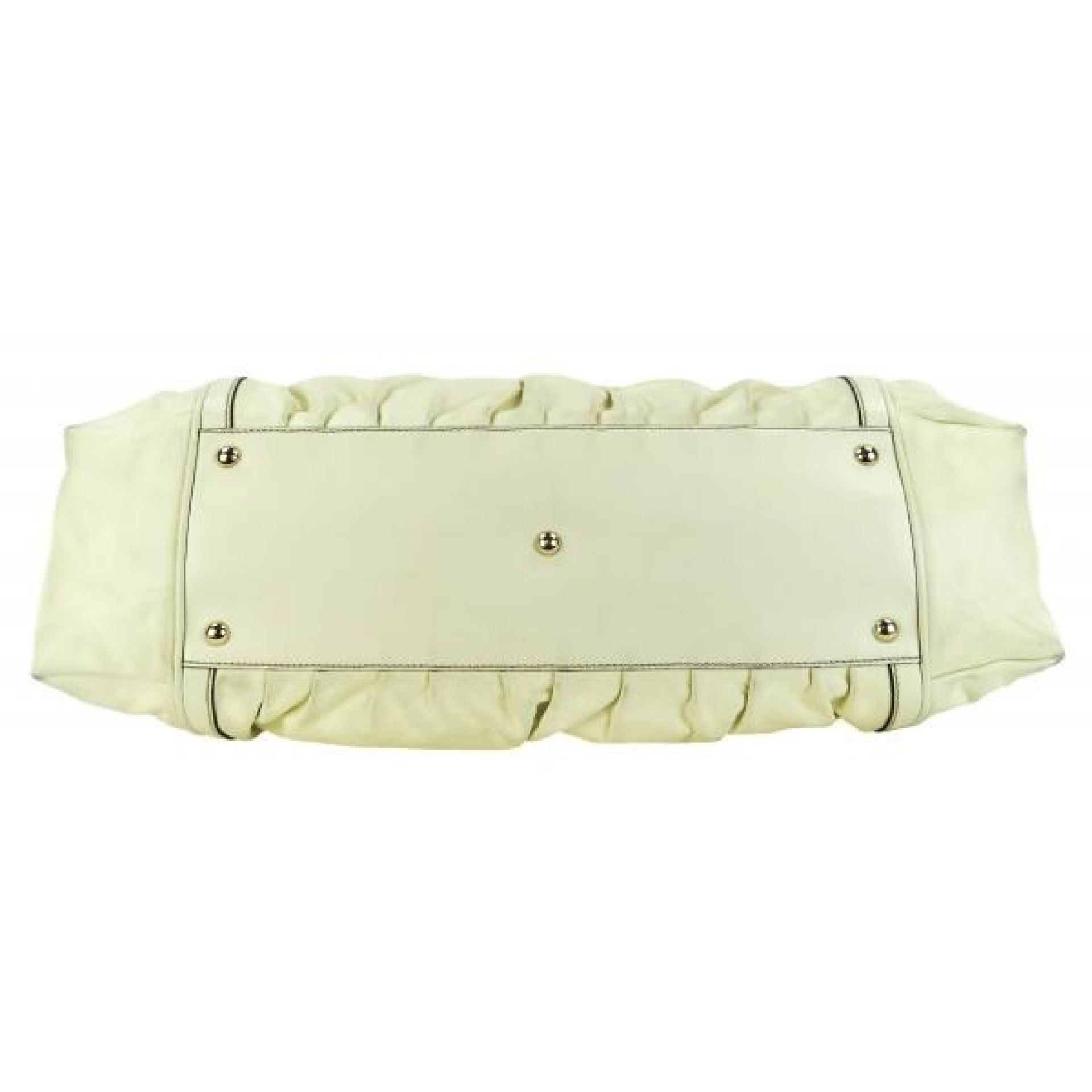Gucci Ivory Leather Bamboo Top Handle Satchel Bag