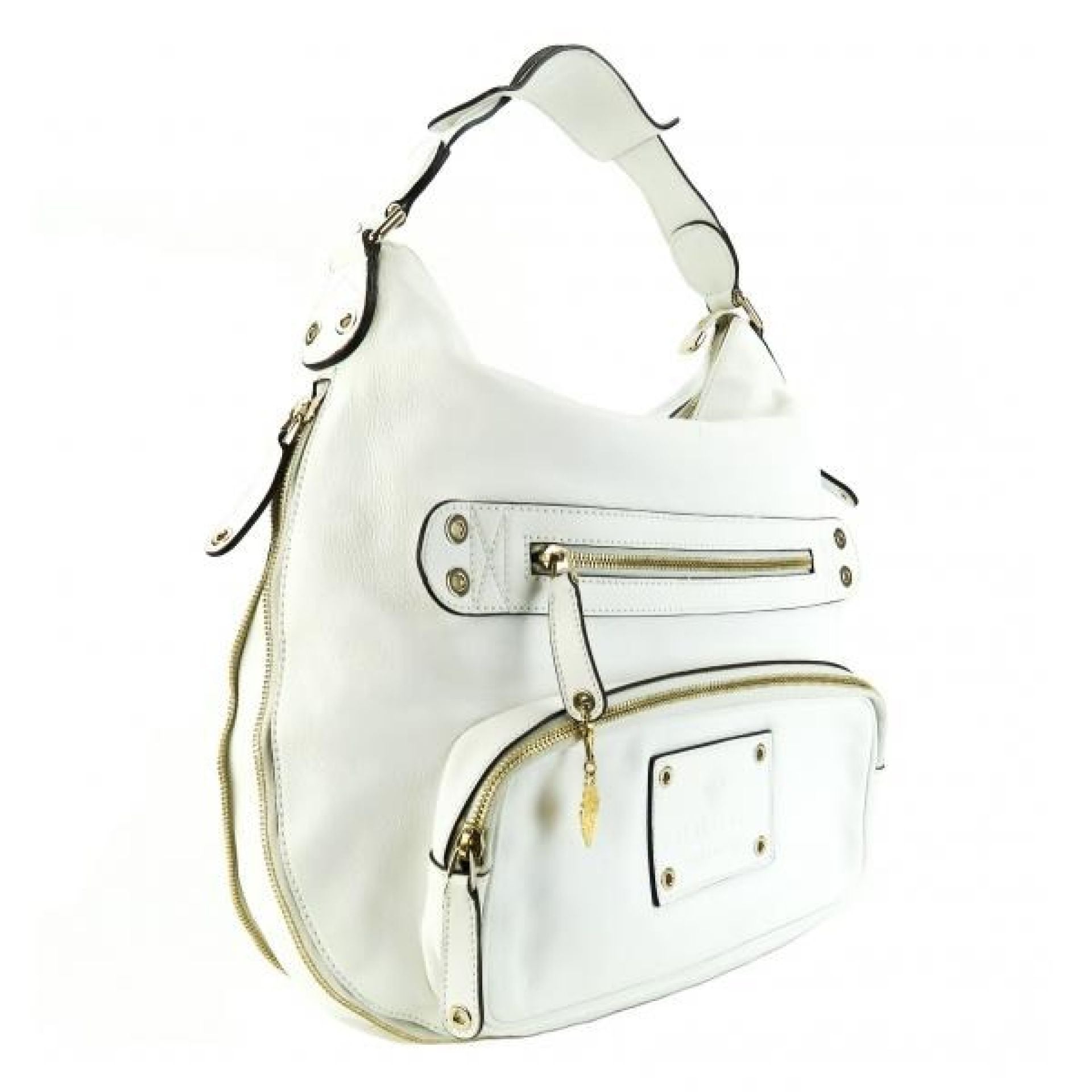 Gucci White Leather Medium Voyager Hobo Bag