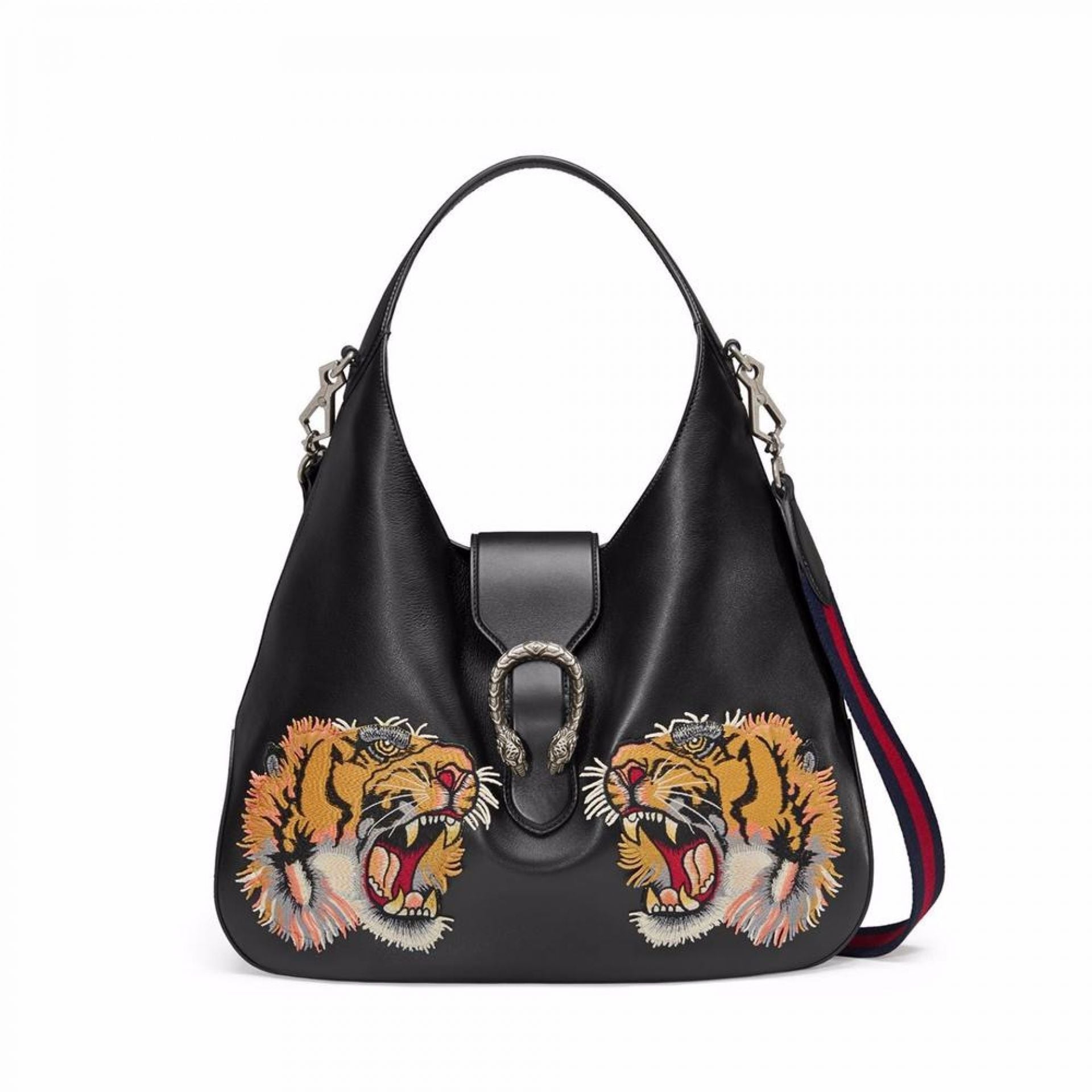 GUCCI DIONYSUS EMBROIDERED MAXI LEATHER HOBO BAG
