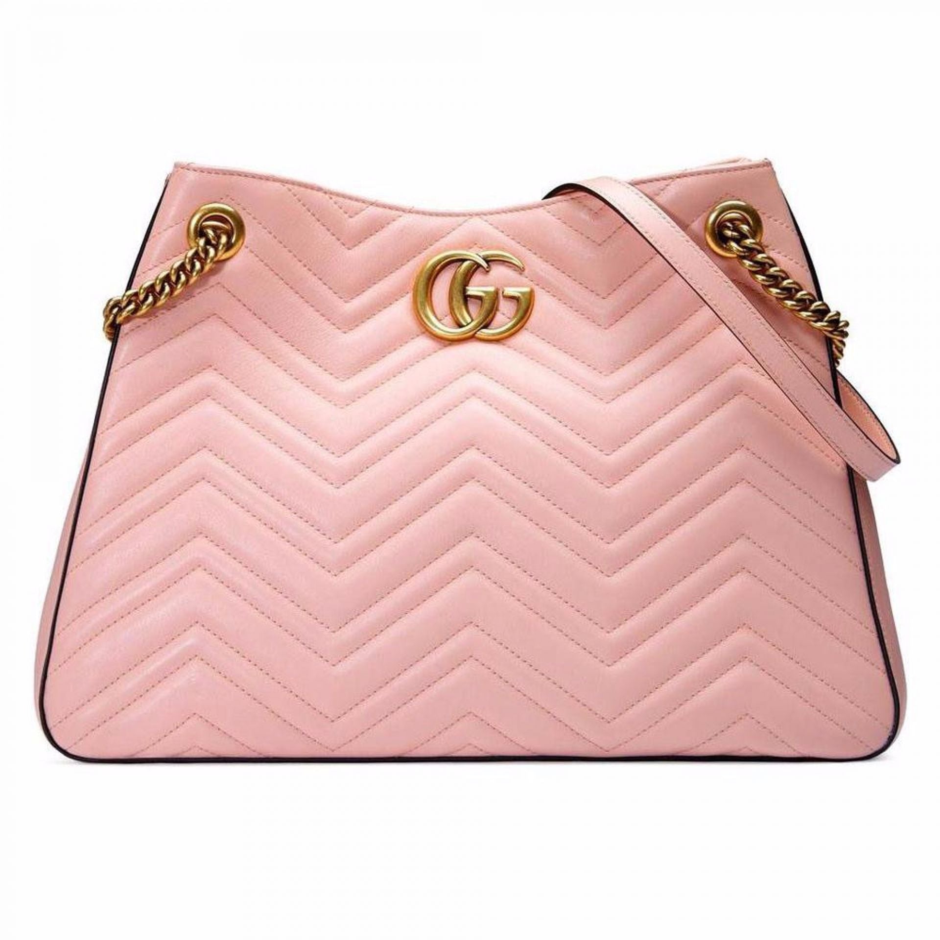 GUCCI PINK GG MARMONT MATELASSE LEATHER SHOULDER BAG