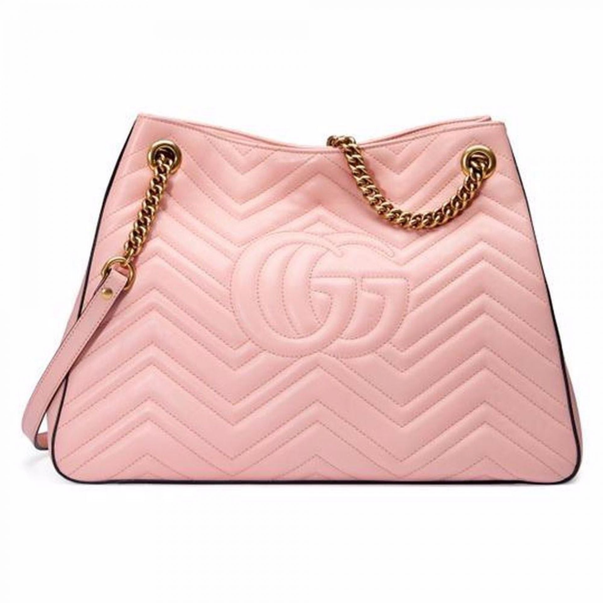 GUCCI PINK GG MARMONT MATELASSE LEATHER SHOULDER BAG