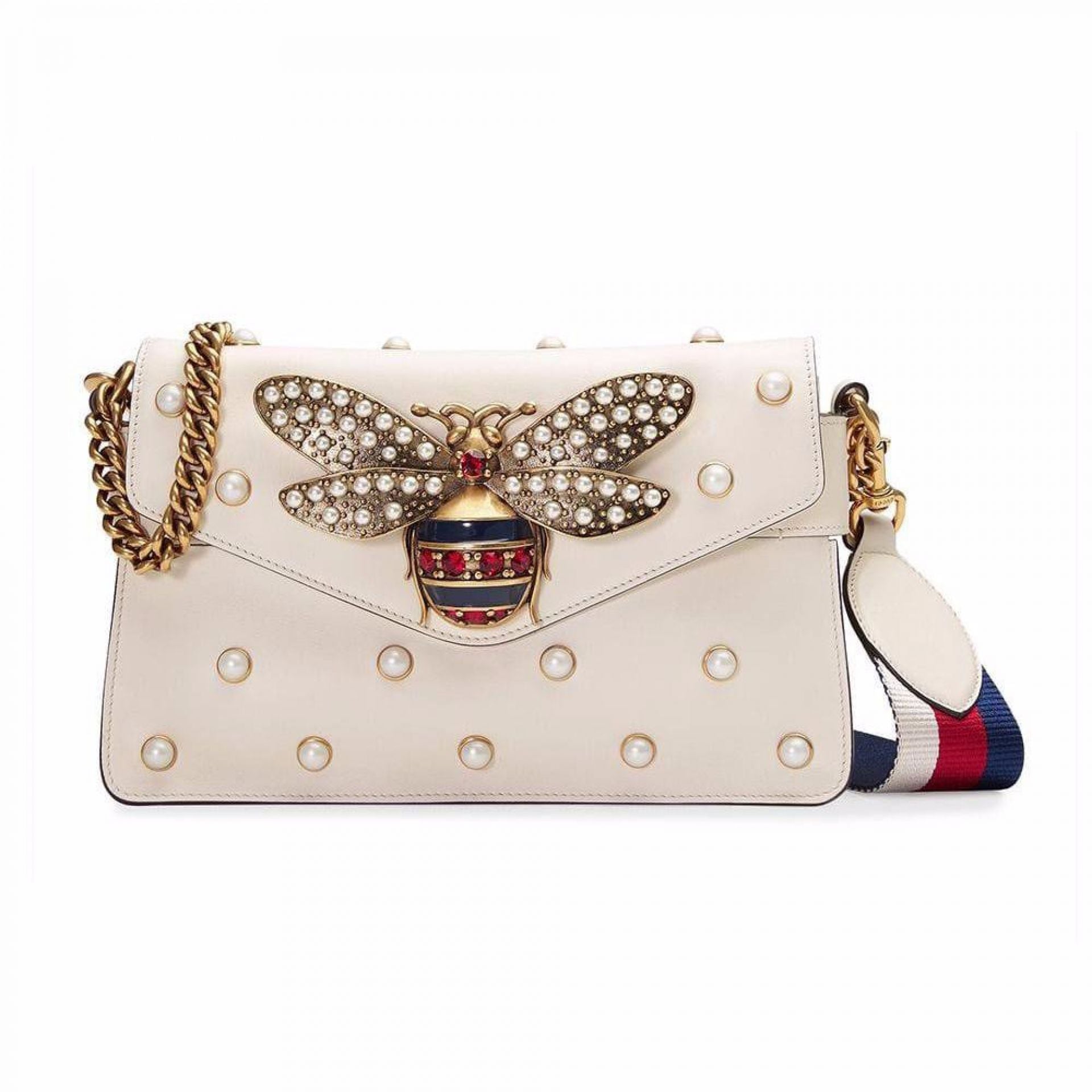 GUCCI BROADWAY WHITE LEATHER CLUTCH
