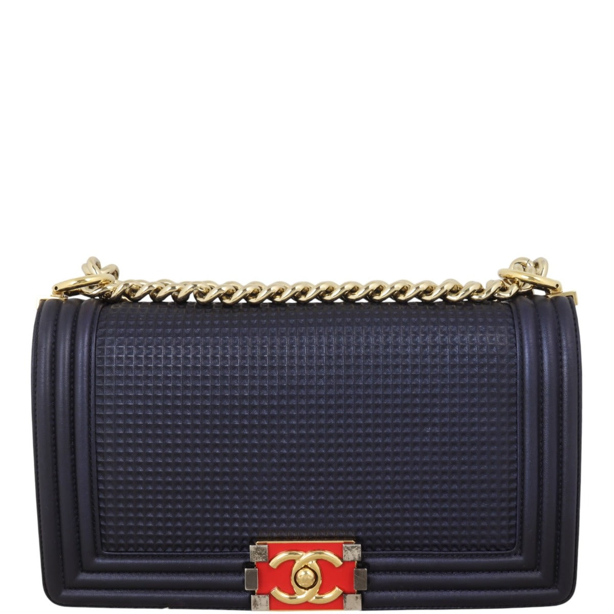 Chanel Boy Cube Old Handbag Black Medium Crossbody Bag