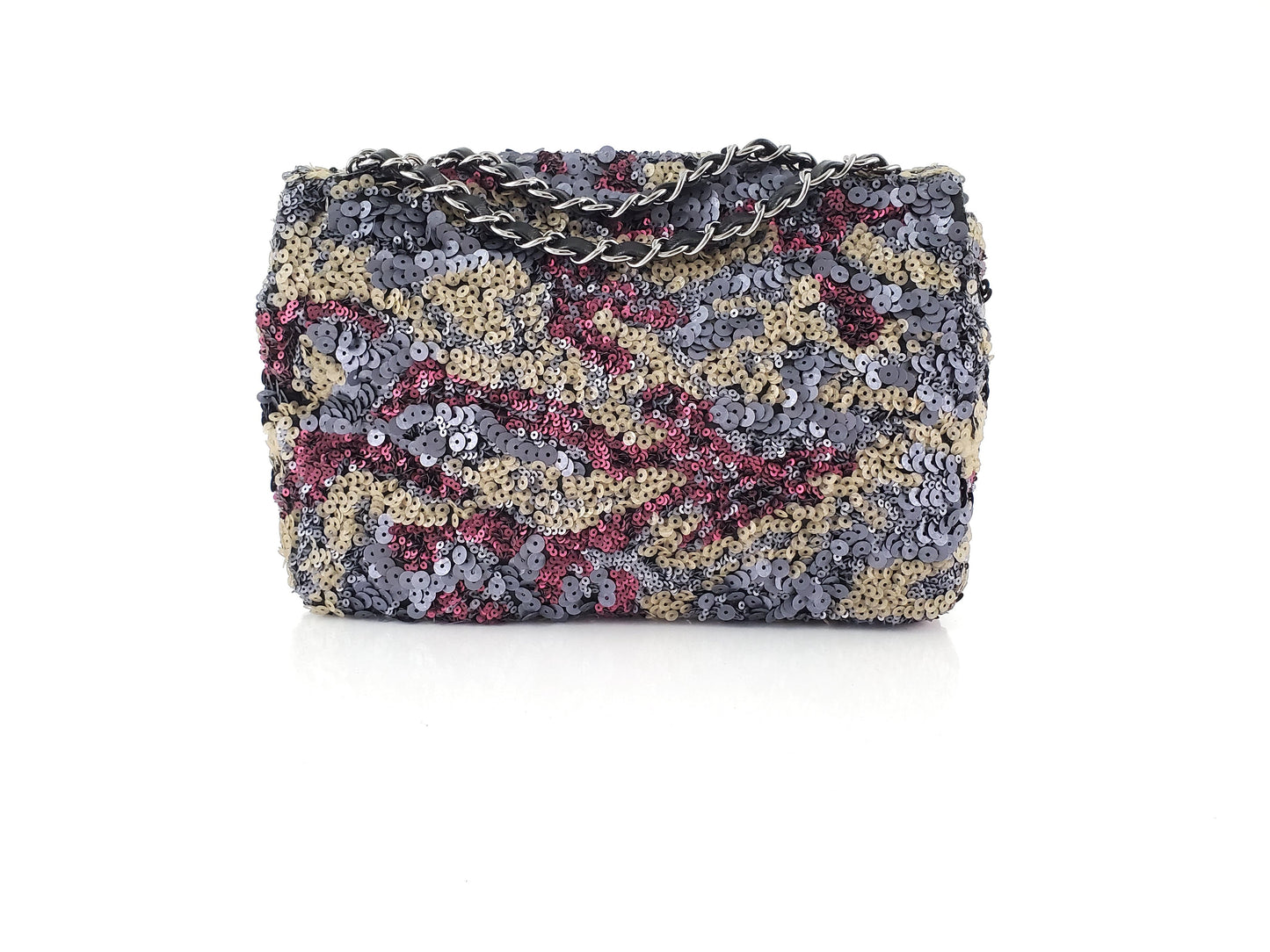 Chanel Sequin Embellished Metallic Pink Medium Flap Bag