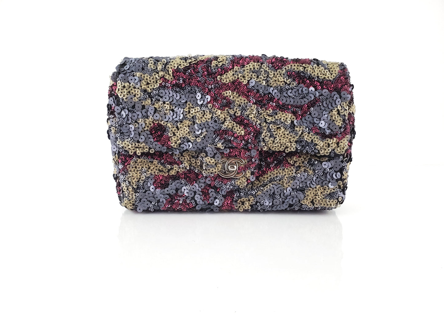 Chanel Sequin Embellished Metallic Pink Medium Flap Bag