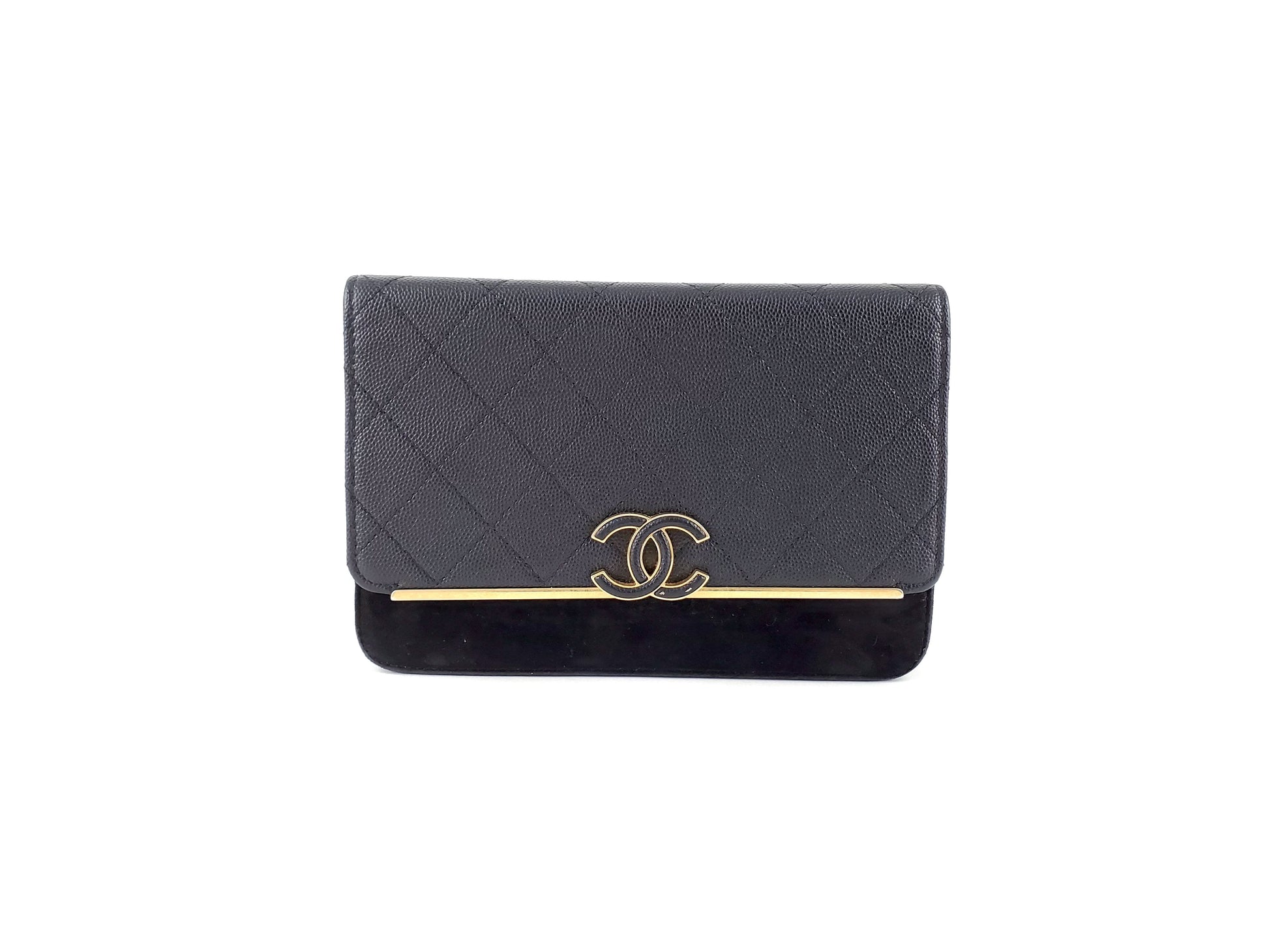 Chanel Leather Suede Wallet On The Chain Crossbody Bag