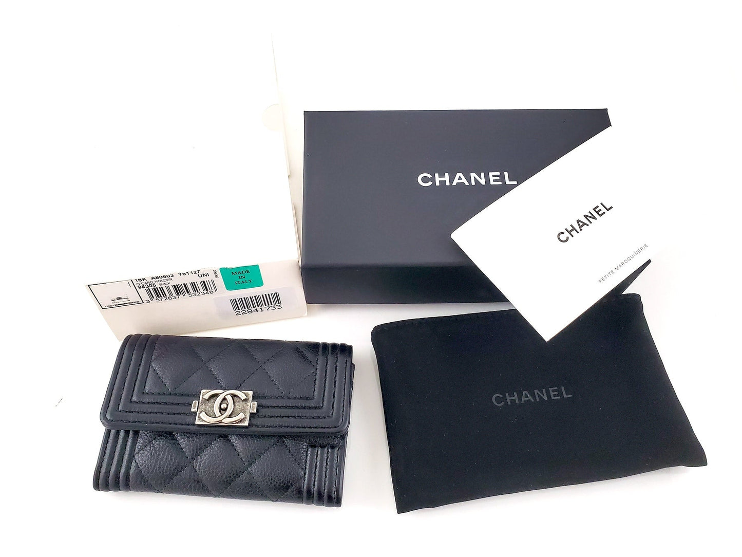 Chanel 2016 Boy Calfskin Leather O Card Holder Case