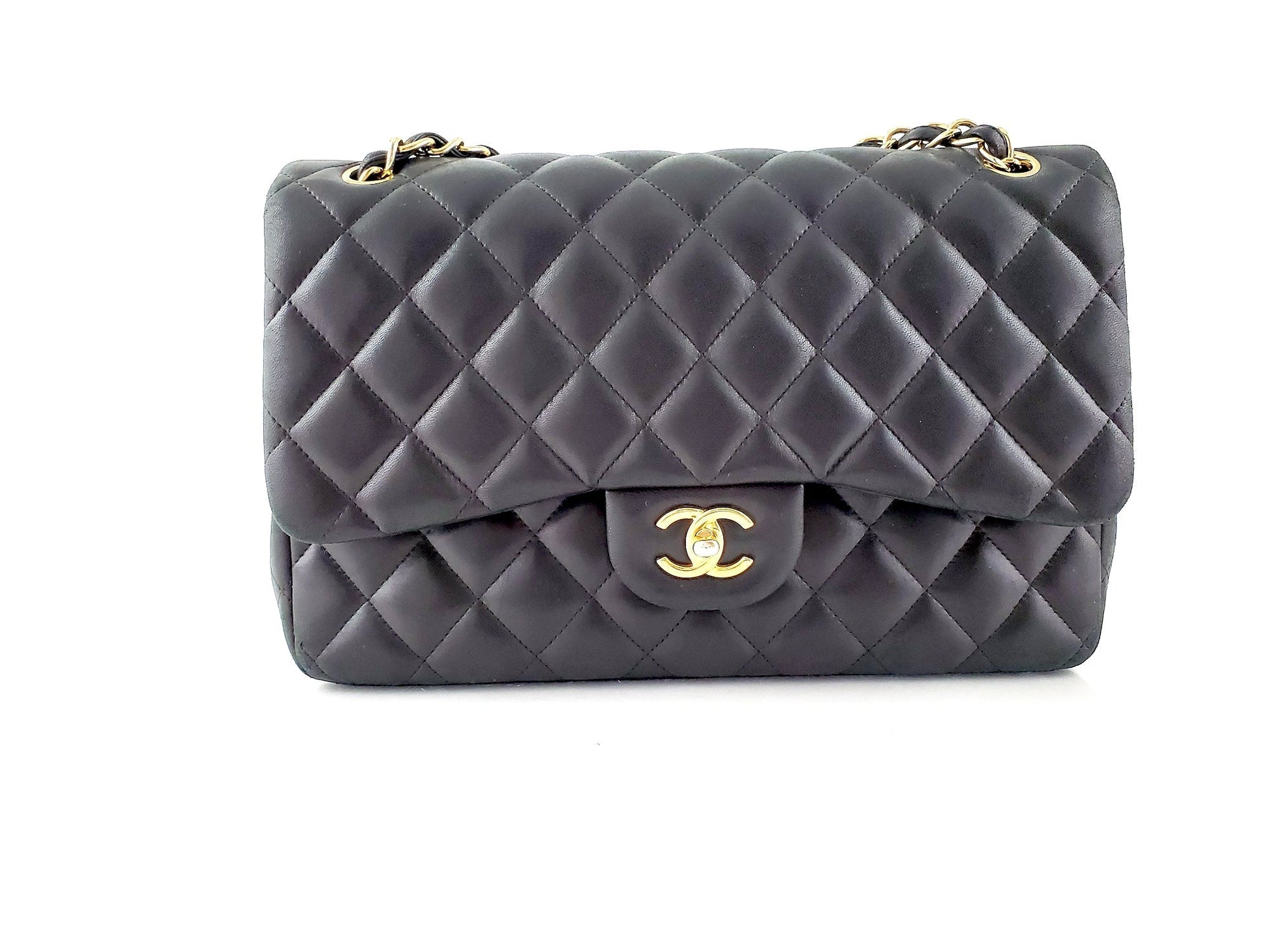 Chanel Lambskin Quilted Gold Hardware Jumbo Classic Double Flap Bag