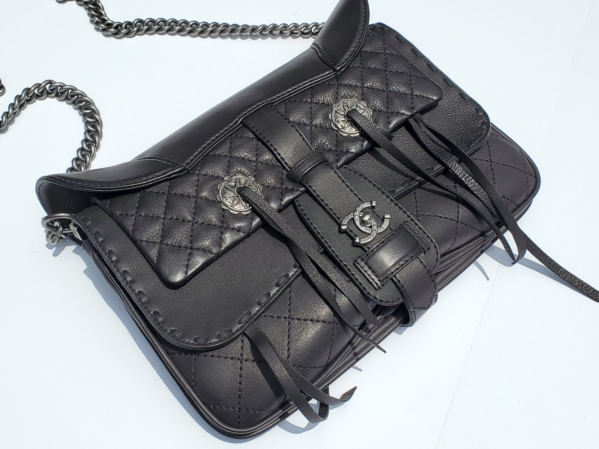 Chanel Black Paris Dallas Fringe Saddle Messenger Bag