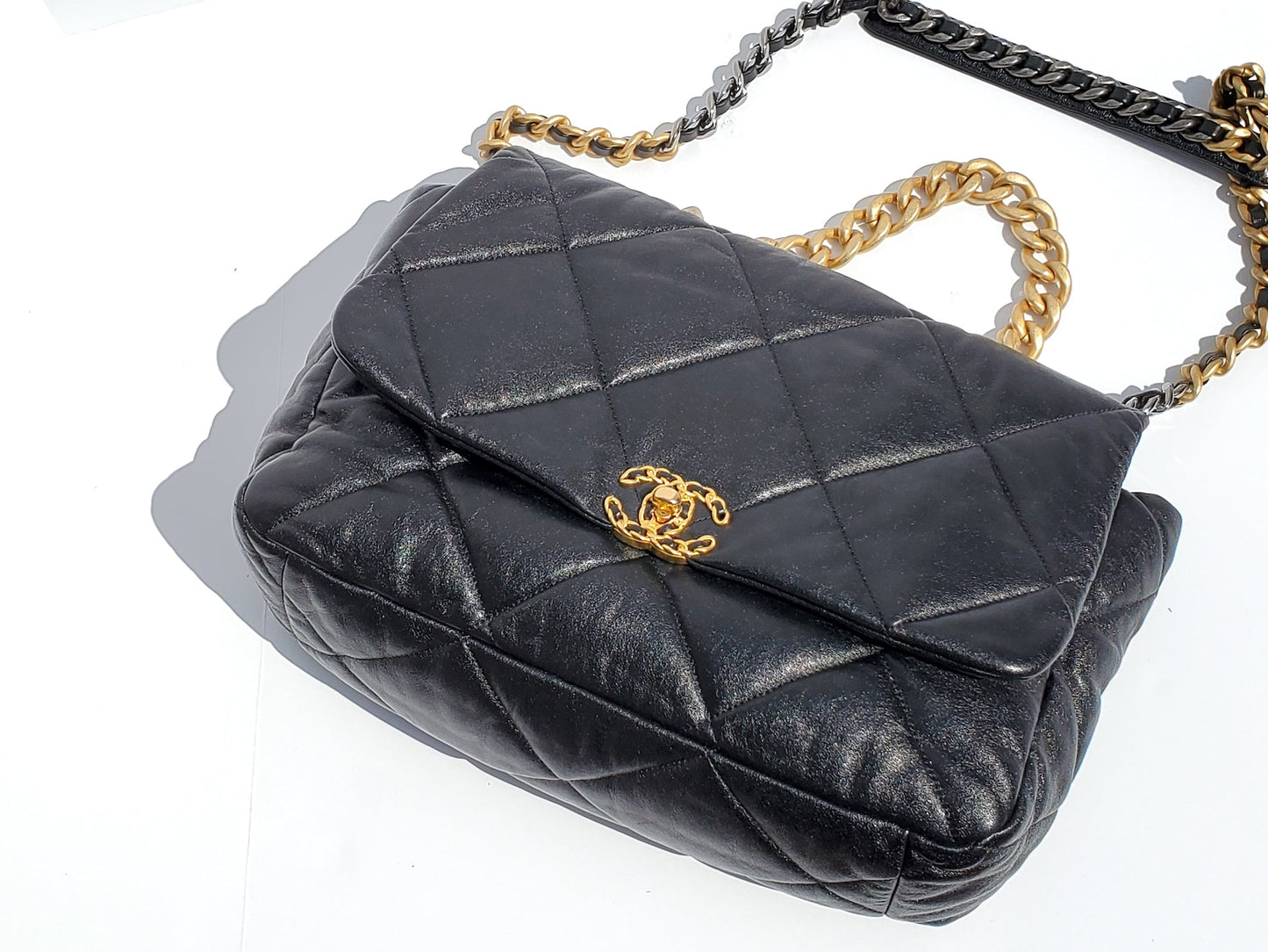 Chanel 19 Maxi Goatskin Quilted Chain Shoulder Bag