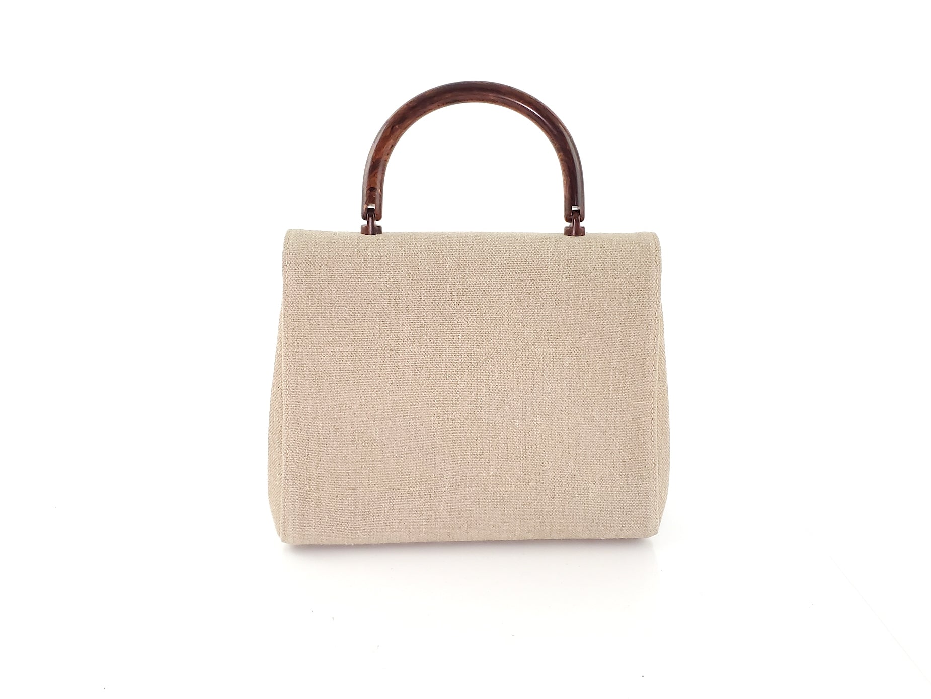 Chanel Kelly Wood Canvas Top Handle Women Shoes