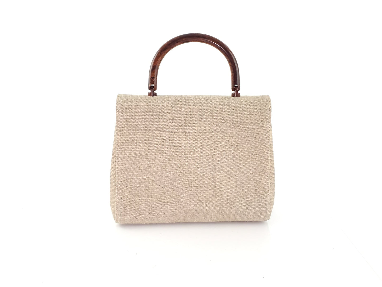 CHANEL   Kelly Wood Canvas Top Handle Bag