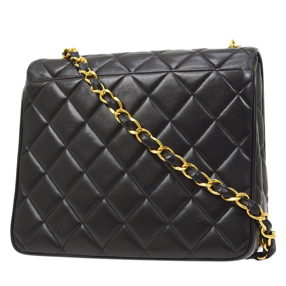 CHANEL? 1994-1996 Black Lambskin Straight Flap 83888