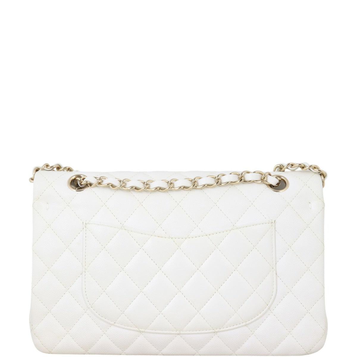 Chanel Classic Double Handbag White Medium