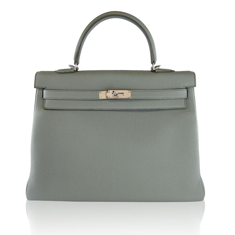 Gucci Hermes Kelly Retourne Veau Togo Vert Amande Travel Bag