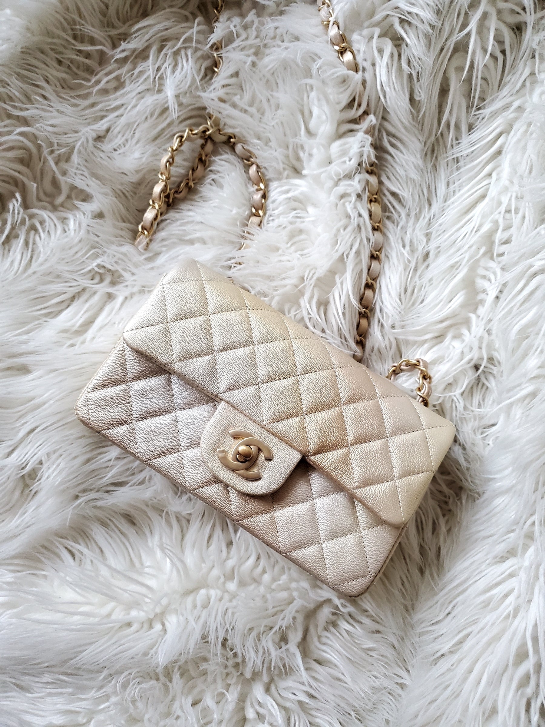 Chanel New Classic Rectangular Mini Gold Ombre Flap Bag