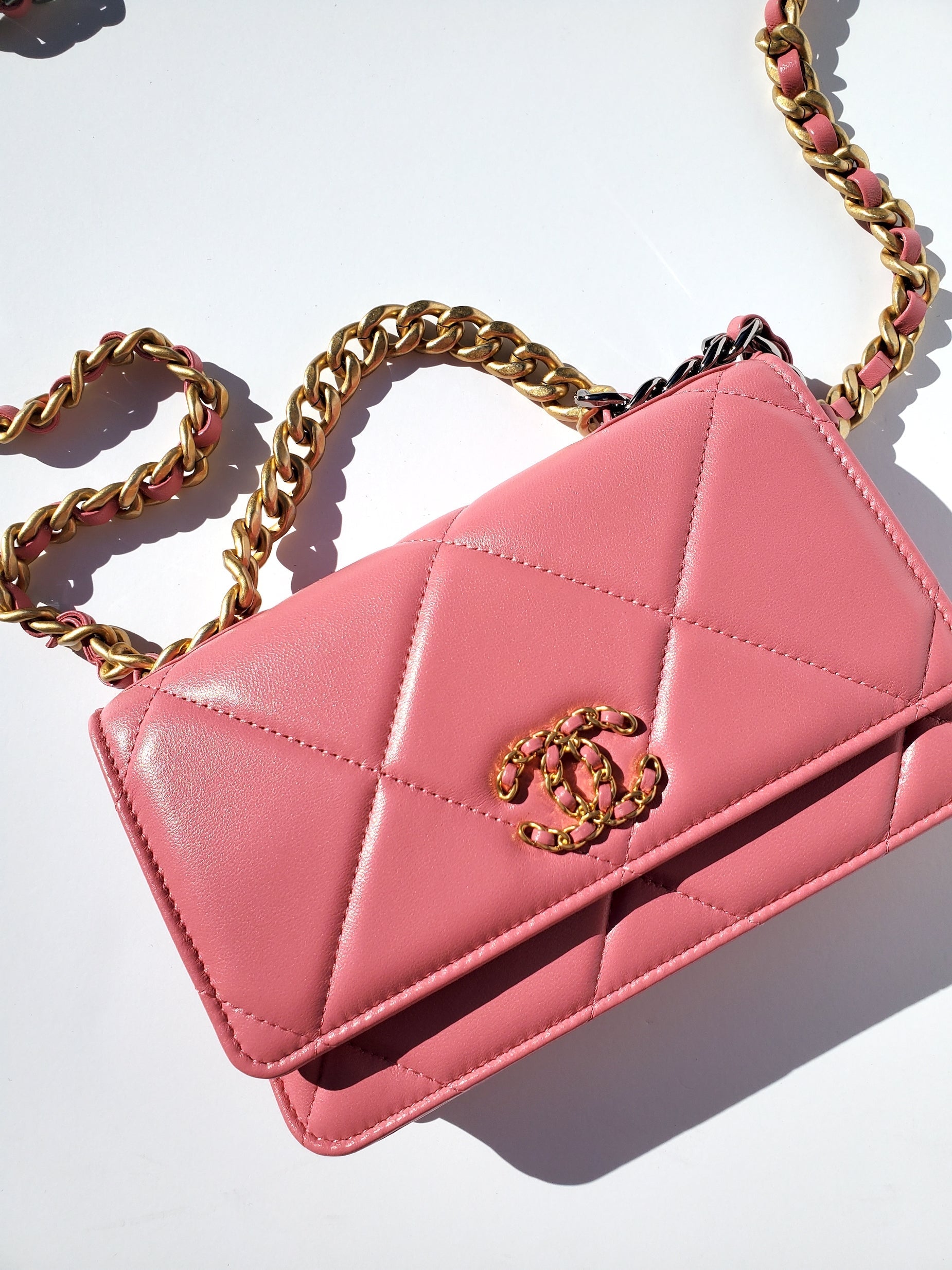 Chanel New 19 21A Pink Wallet on the Chain WOC Bag