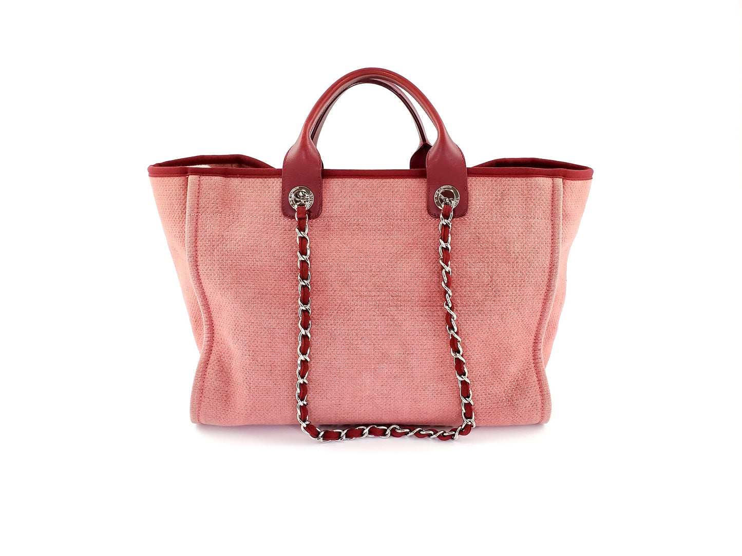Chanel Deauville Large Red Pink Tote Bag