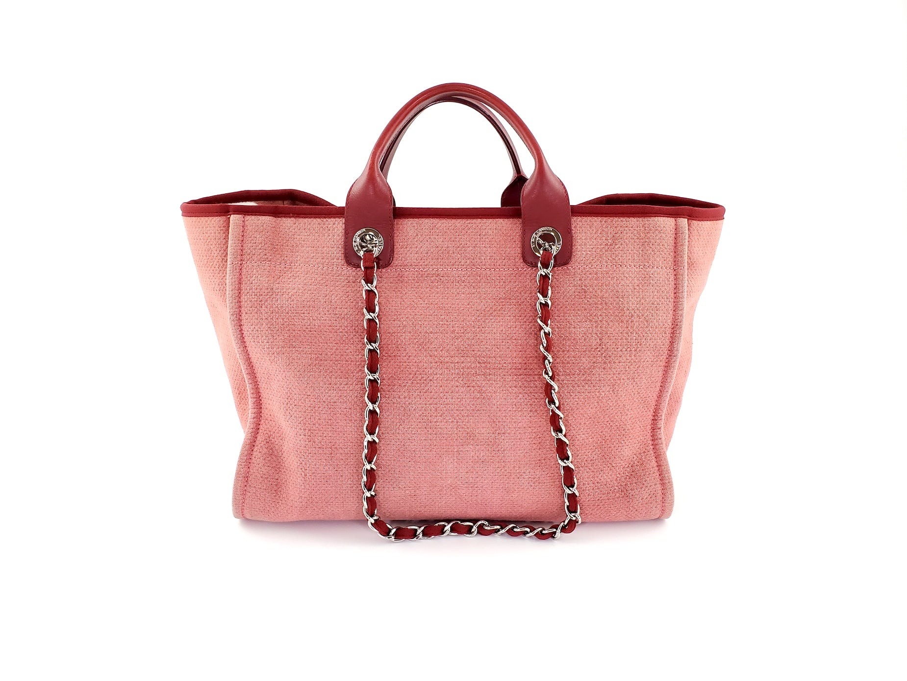 Chanel Deauville Large Red Pink Tote Bag