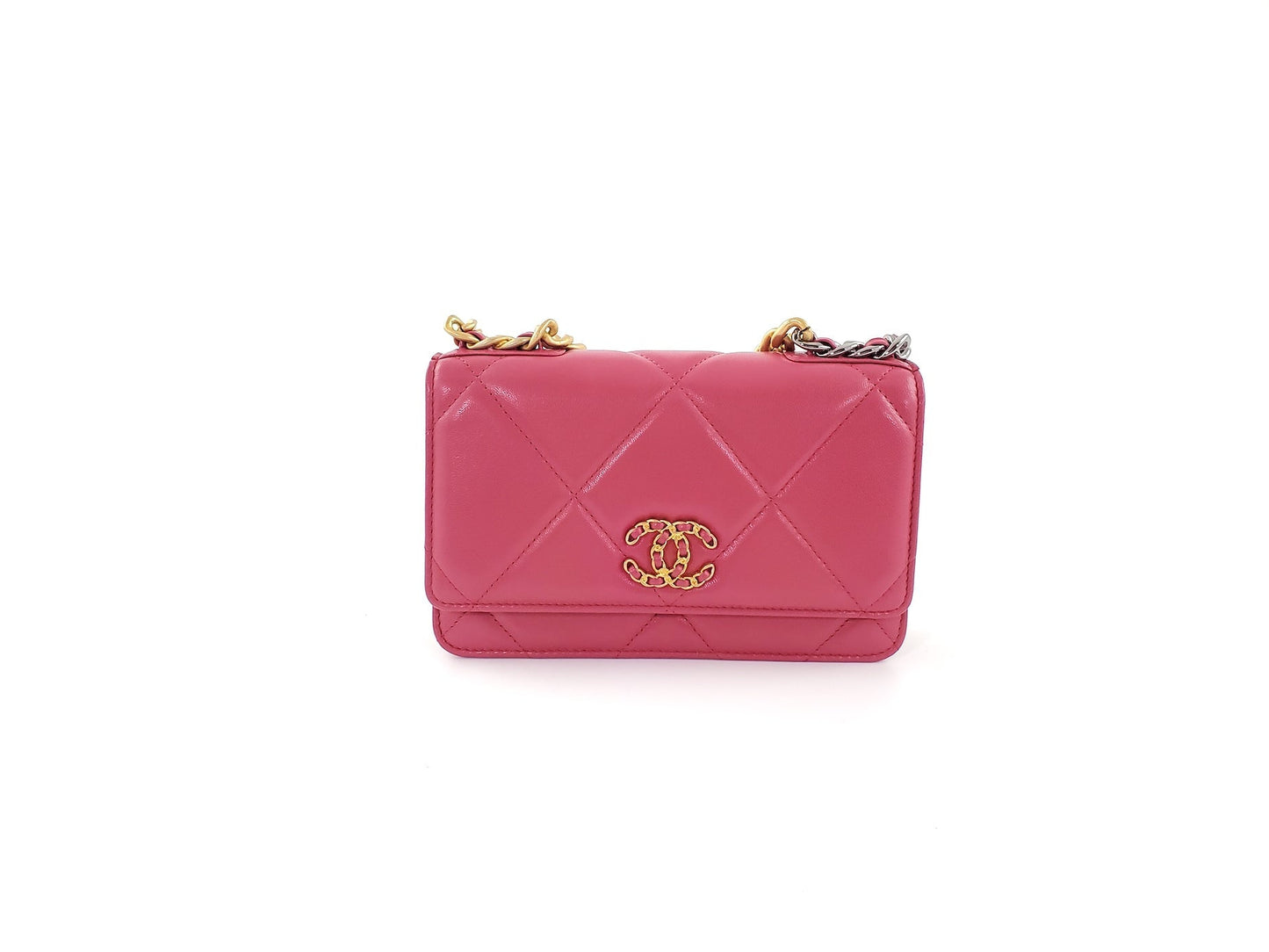 CHANEL 19 21A Pink Wallet on the Chain Crossbody Bag