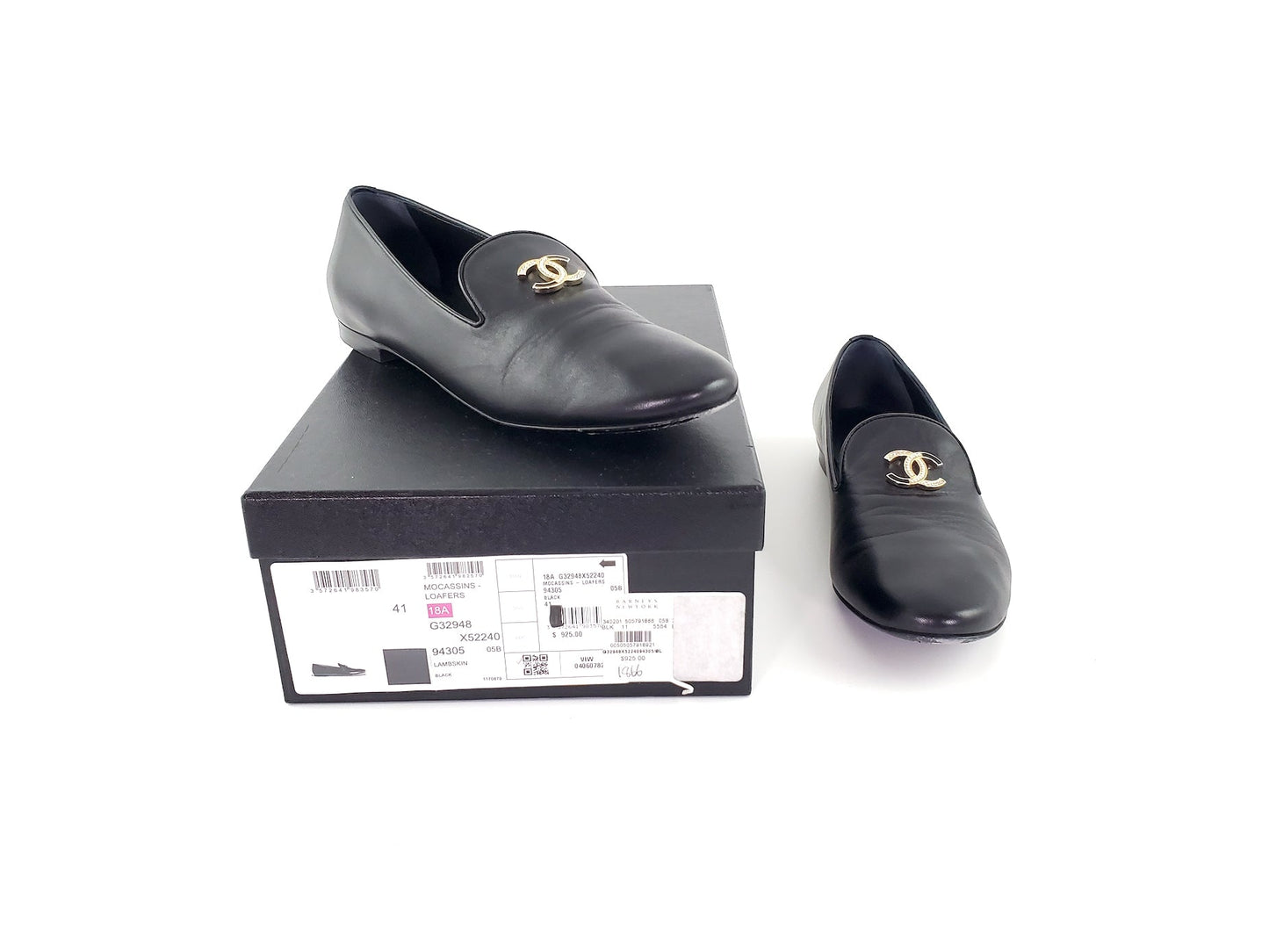 Chanel Black Cc Logo Loafers 41