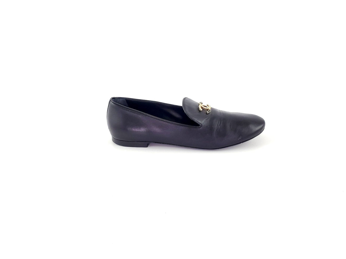 Chanel 2018 Black CC Logo Loafers 41 for Women