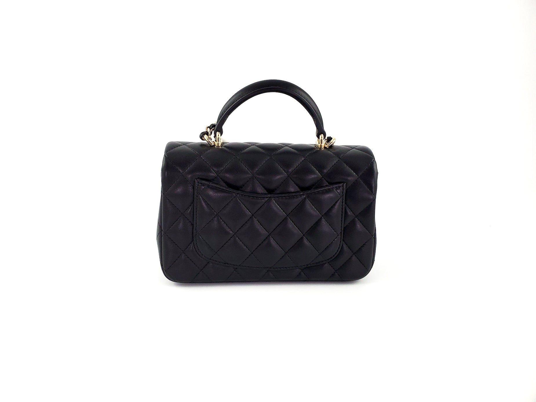 Chanel 22P Top Handle Black Rectangular Mini Flap Bag