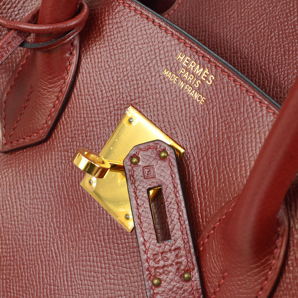 Hermes Luxury Rouge H Courchevel Handbag Travel Bag