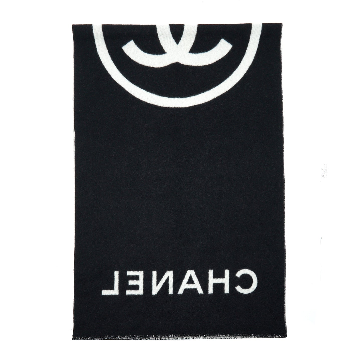 Chanel 21K Cashmere Scarf Shawl Black White