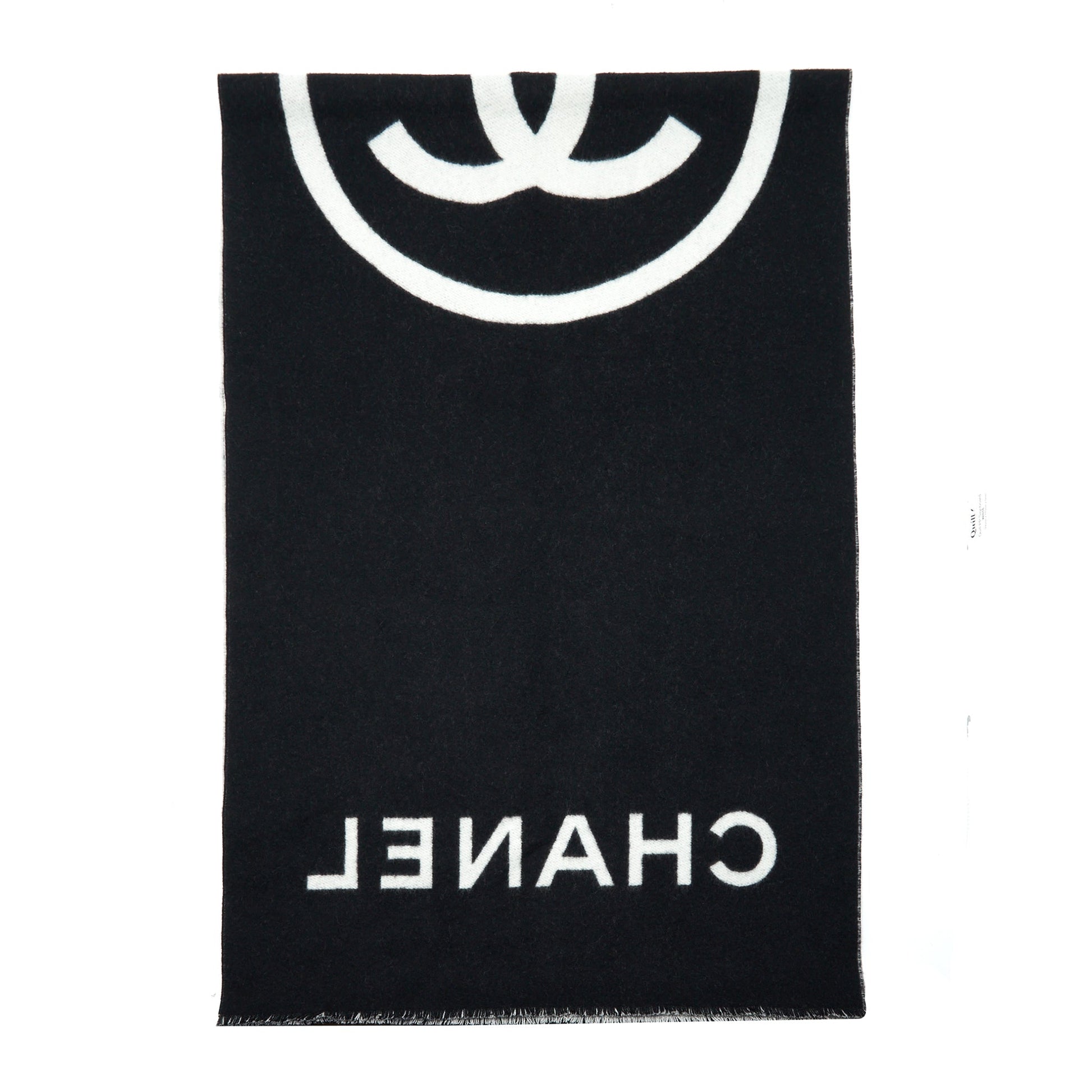 Chanel 21K Cashmere Scarf Shawl Black White