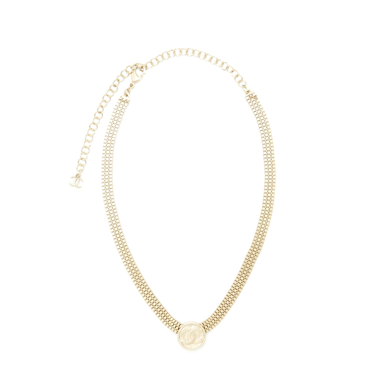 Chanel 22P Round CC Logo Choker Tone Gold Handbag