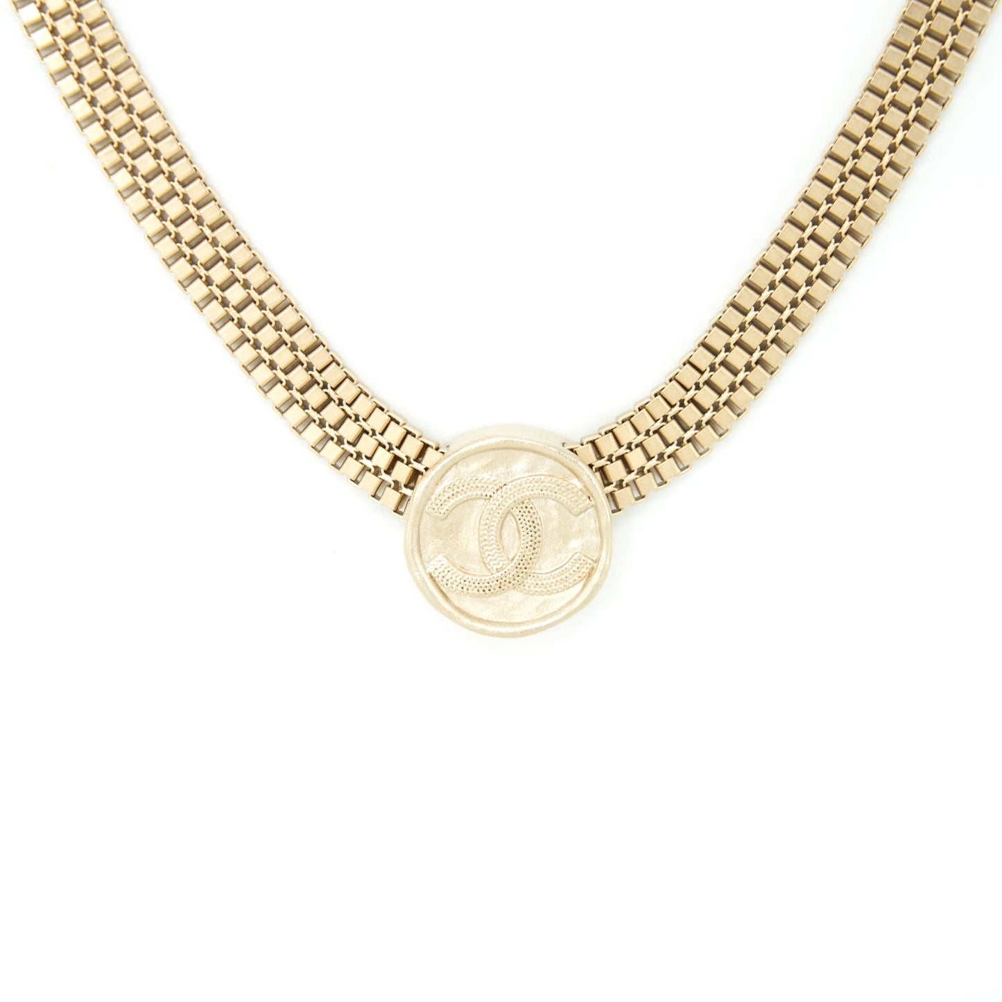Chanel 22P Round CC Logo Choker Tone Gold Handbag