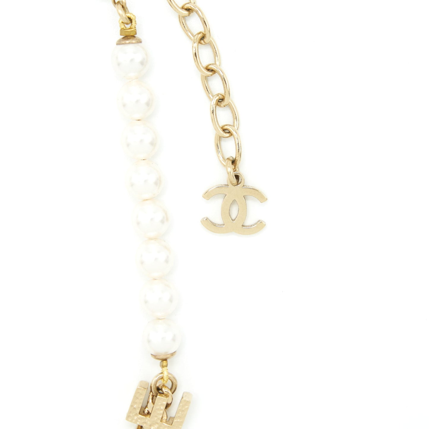 Chanel Letter Pearl Choker Light Tone Gold Handbag