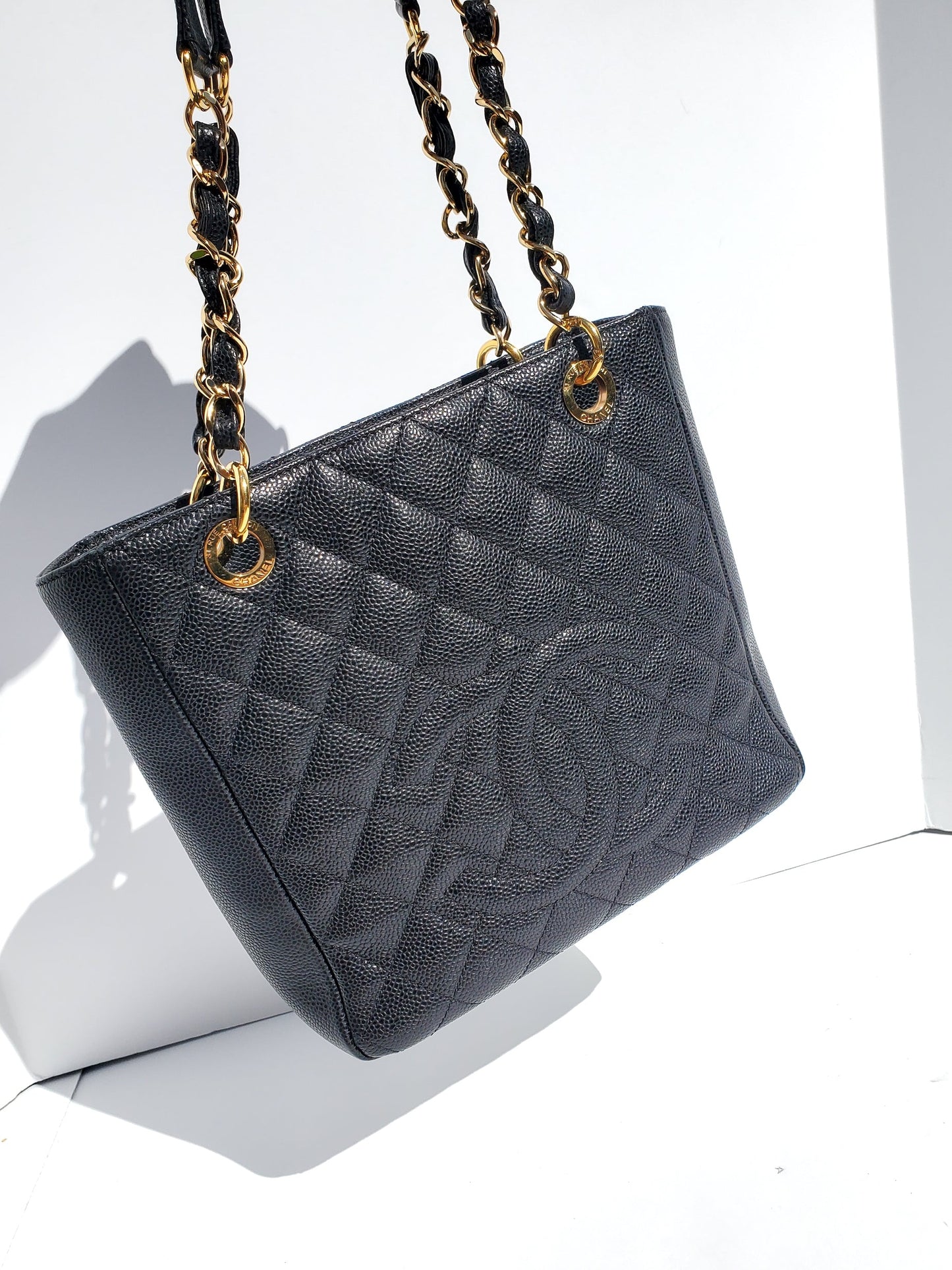 Chanel Black Caviar Petit Quilted Shopping Pst Tote
